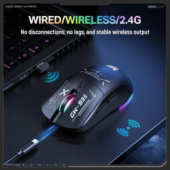 Onikuma CW935 RGB Tri-Mode Wireless Gaming Mouse