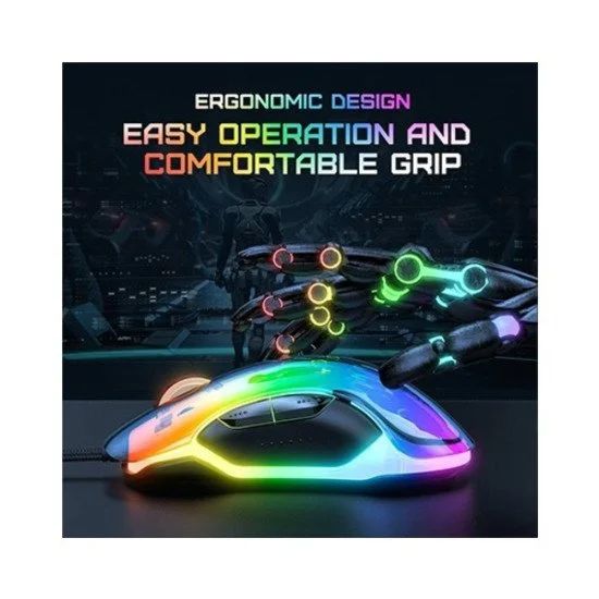 ONIKUMA CW925 12800 DPI RGB Backlit Wired Transparent Gaming Mouse