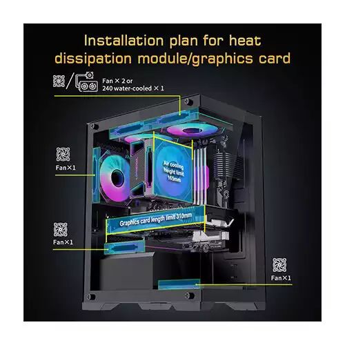 OVO CC4315-B ARGB Infinity Fan Ice Gaming Case (Black)