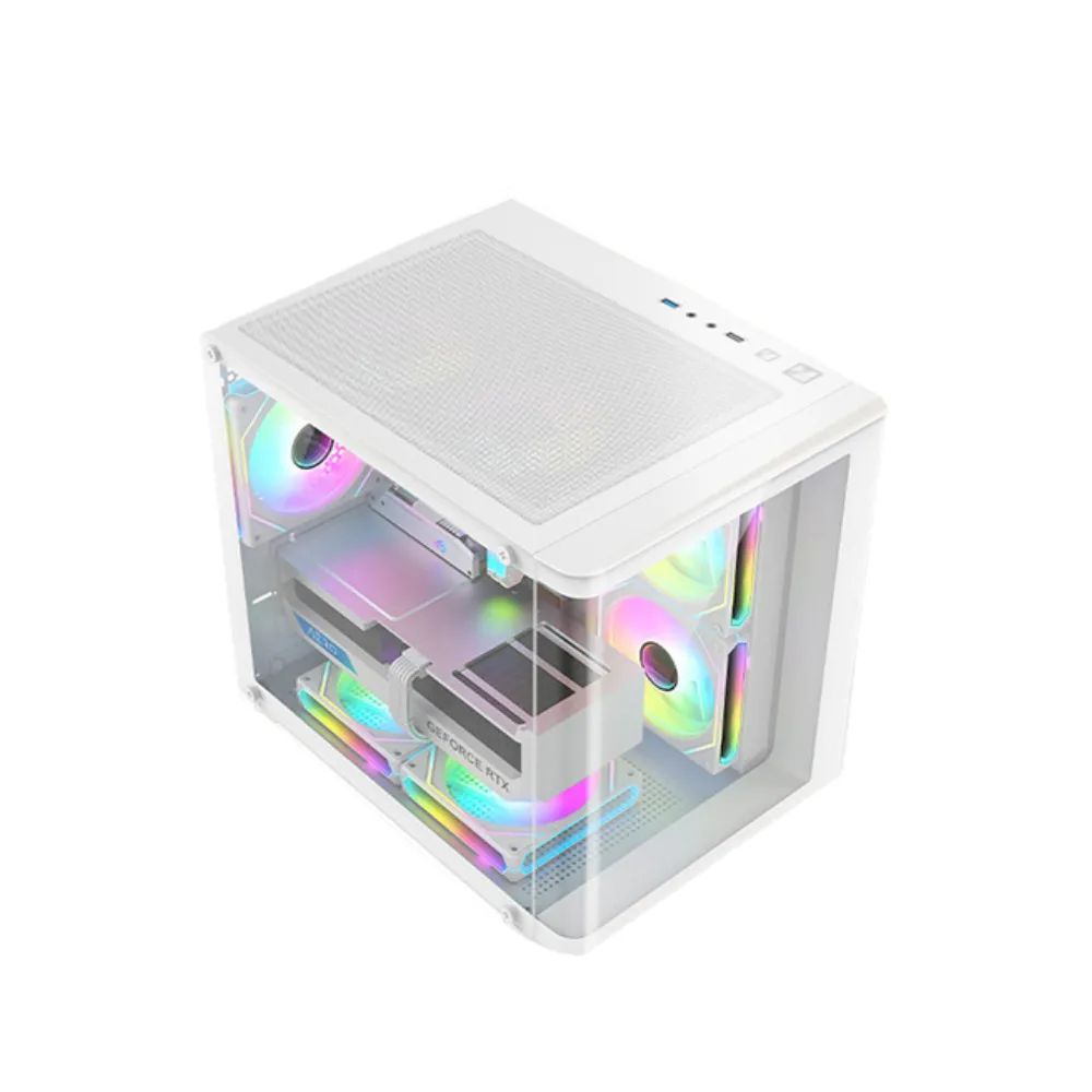 PC Power Icecube Edge 5 ARGB Infinity Fans Gaming Case White