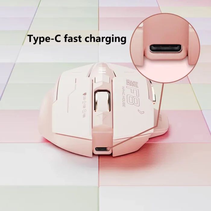 Inphic F8 2.4G Wireless Mute Charging Computer Gaming Mouse(Milk Tea Color)